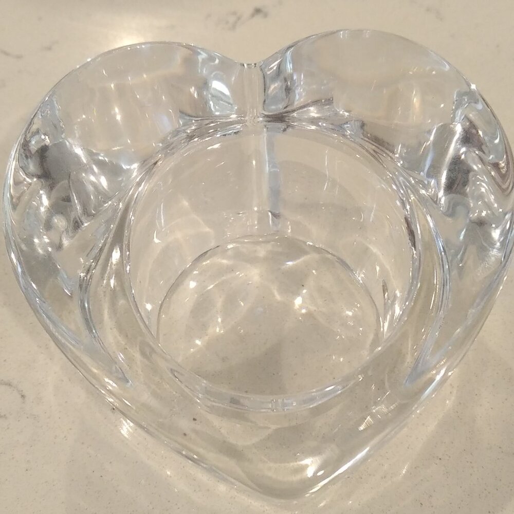 Crate & Barrel Heart Shaped Glass Tealight Candleholder - Picture 3 of 5